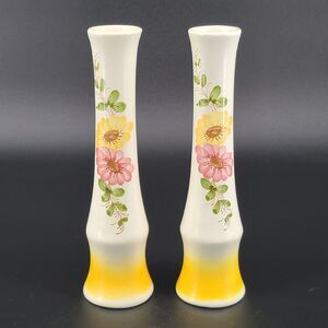 Sado international Portugal Ceramic Yellow Bud Vase Set of 2